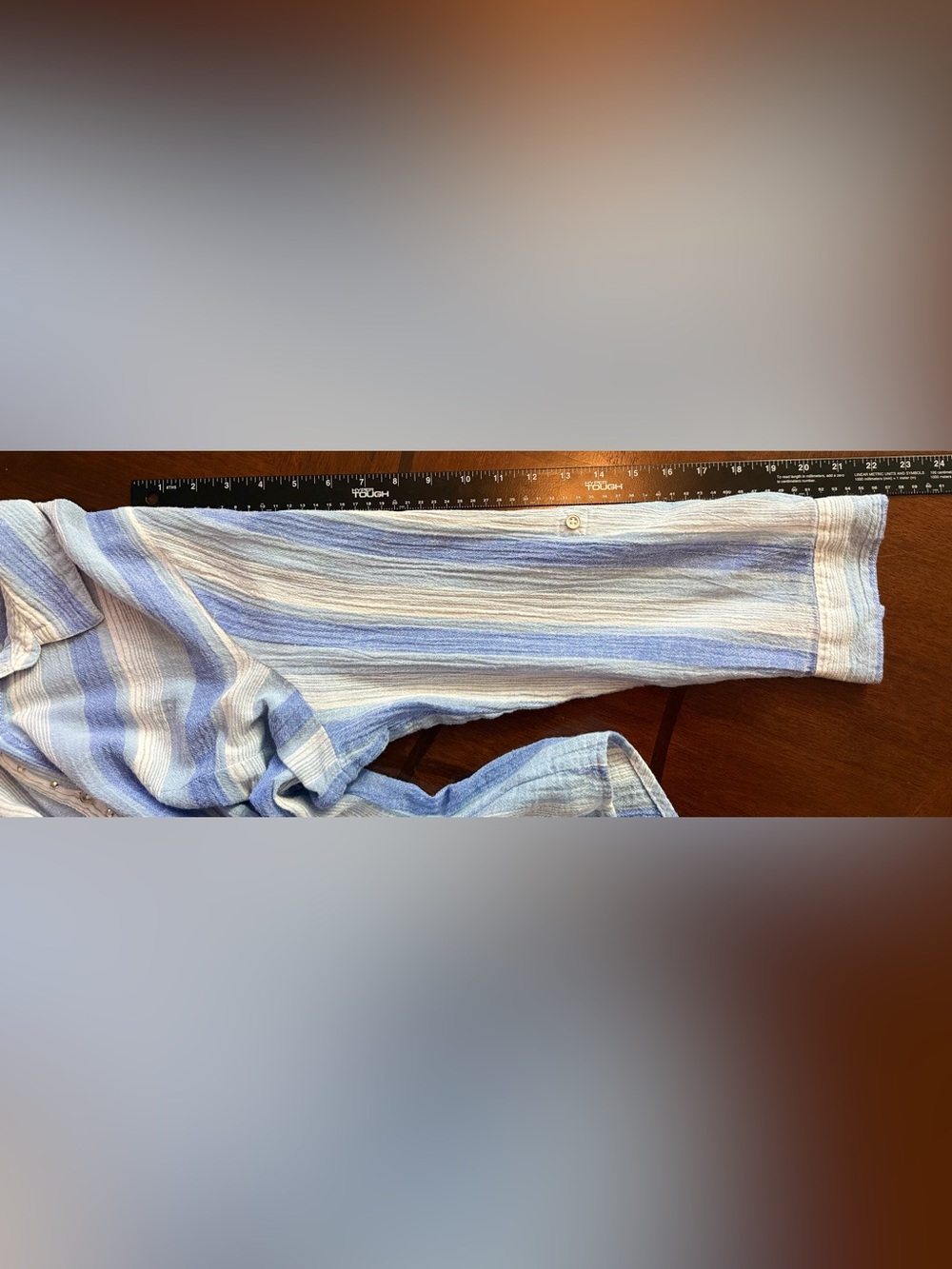 Erika Blue and White Vertical Stripe Button-Down Shirt - Picture 8 of 8